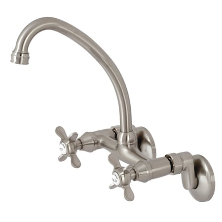 Kingston Brass KS114SN Essex Two Handle Wall Mount Kitchen Faucet, Brushed Nickel KS114SN